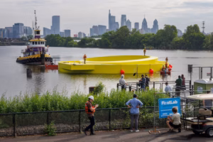 Philadelphia’s new floating art installation finally arrives on the Schuylkill at Bartram’s Garden