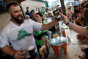Cropped jerseys, prosthetic leg beer chug, and other highlights from Jason Kelce’s annual Sea Isle fundraiser