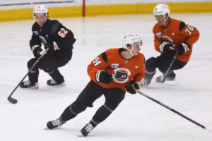 Why is Porter Martone back at development camp? To teach the team’s prospects what it means to be a Flyer.