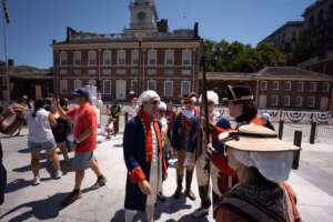 In Philly, the 250th birthday of a fragile nation is celebrated with pomp and sweat