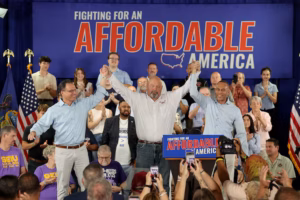 Hakeem Jeffries and Josh Shapiro rallied for Democrat Bob Brooks, 100 days ahead of a competitive congressional race in Lehigh Valley