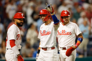 Despite defensive miscues, Trea Turner’s 200th career homer helps Phillies power past Dodgers