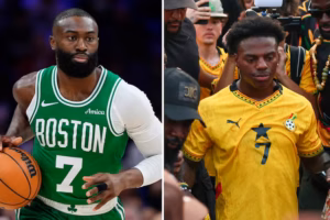 Jaylen Brown boxes strangers in Morocco and gets help pitching LeBron James while at the World Cup