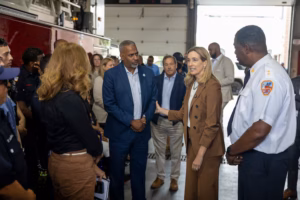 Gov. Mikie Sherrill says fighting data centers is part of her response to extreme weather during Camden visit after flooding