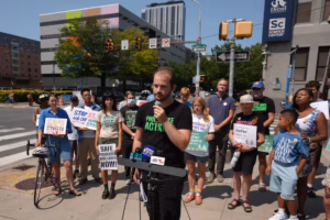 Bike and pedestrian advocates rally for a safer Market Street in University City