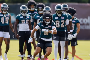 Eagles practice observations: Makai Lemon feels it; Jalen Carter dominates; how much will Jalen Hurts run?